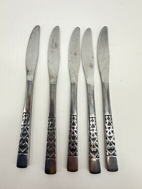 Vintage Celtic Dinner Knives National Stainless Korea Lot 5 Replacement Flatware